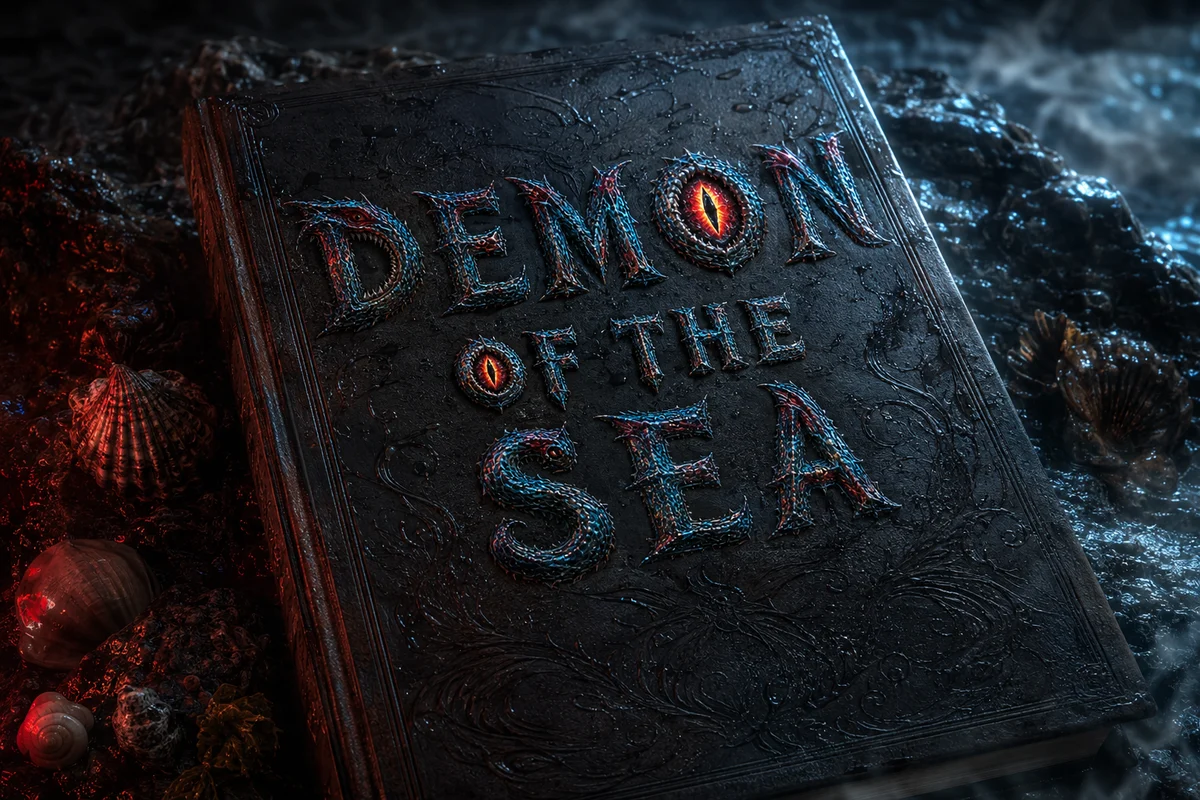 Demon of the Sea embossed on a nautical horror novel