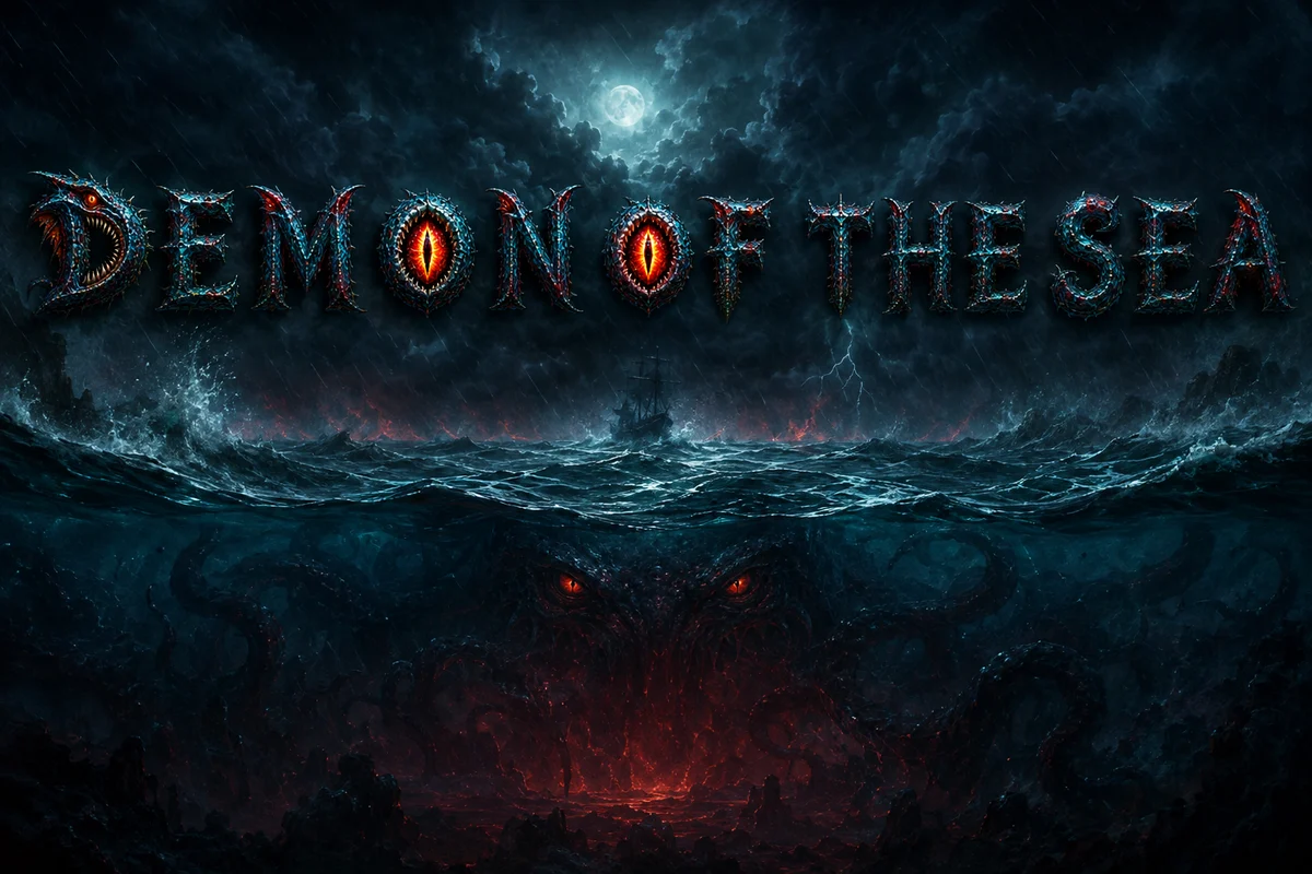Demon of the Sea used in a dark nautical game title screen