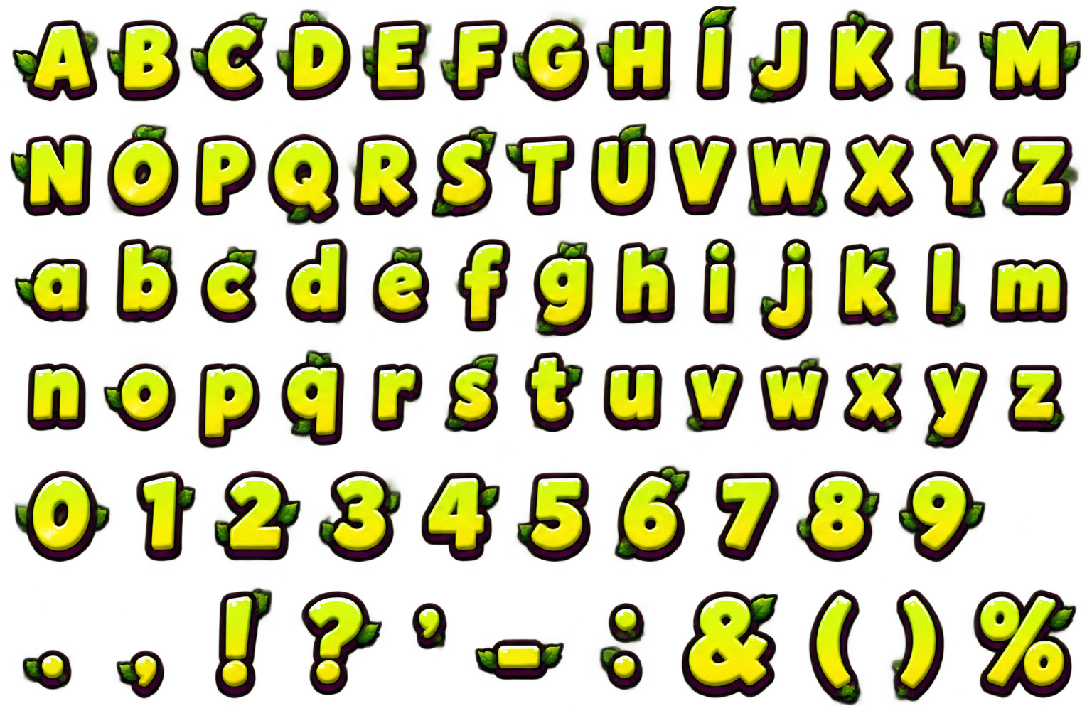 Complete Forest Frenzy font sheet